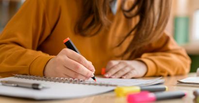 Student working independently on exam revision 